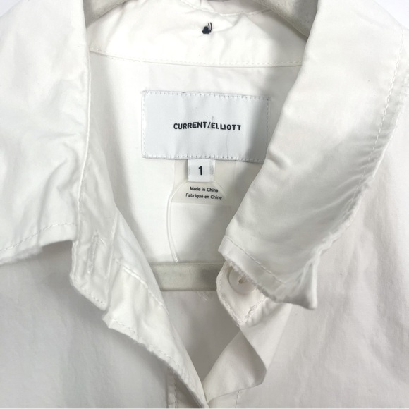 Current / Elliott The Elenora Star Embellishment Cotton Blouse Sz 1 White Black - Picture 6 of 11